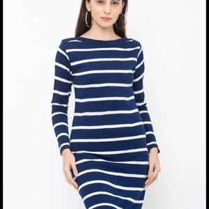 GAP Navy and Cream Striped Knit Dress